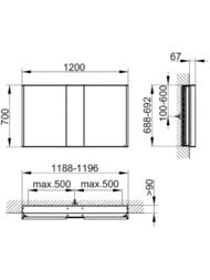 Зеркало-шкаф Keuco Royal Match 1200x700x149 встраиваемый, подсветка, сенсор, розетки 12814171301