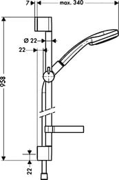 Душевой набор Hansgrohe Croma 100 Vario/Unica'C (ручной душ, шланг, мыльница, штанга 90см) 27771