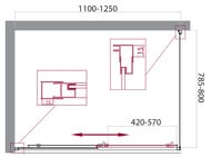 ������� ������ BelBagno Unique 1100-1250�785-800�1900 ������ �����./���� UNIQUE-AH-1-110/125-80-C-Cr