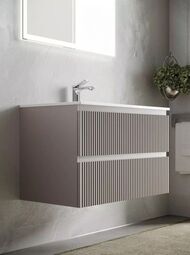 Тумба под раковину SANCOS Snob R (995x445x500) подвесная, левая, два ящика, Doha Soft SNR100LSM