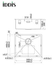 Мойка IDDIS EDIFICE (540х440) нержав.сталь 1 мм EDI54S0i77