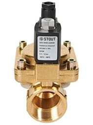 Клапан соленоидный STOUT 1.1/2", 220В, непрямого действия, нормально открытый SSV-0040-220040