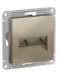 Розетка Systeme Electric ATLASDESIGN двойная компьютерная RJ45+RJ45 категория 5E шампань ATN000585