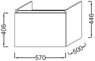 Тумба под умывальник Jacob Delafon PARALLEL EB514-N18 (570х500х446) 1 ящик, белый — миниатюра 2