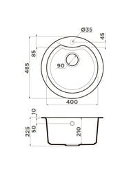 Мойка Omoikiri YASUGATA 48R-SA d485мм, круглая, врезная, тетогранит, бежевая 4993132