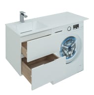 Тумба с раковиной Aquanet Алвита 120 L (1200х526х480) левая, подвесная, 2 ящика, белая 243773