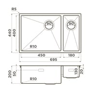 Мойка Omoikiri TAKI 69-2-U/IF-LG-L Side (695х440х200) монтаж универсальный, цвет свет.золото 4997051