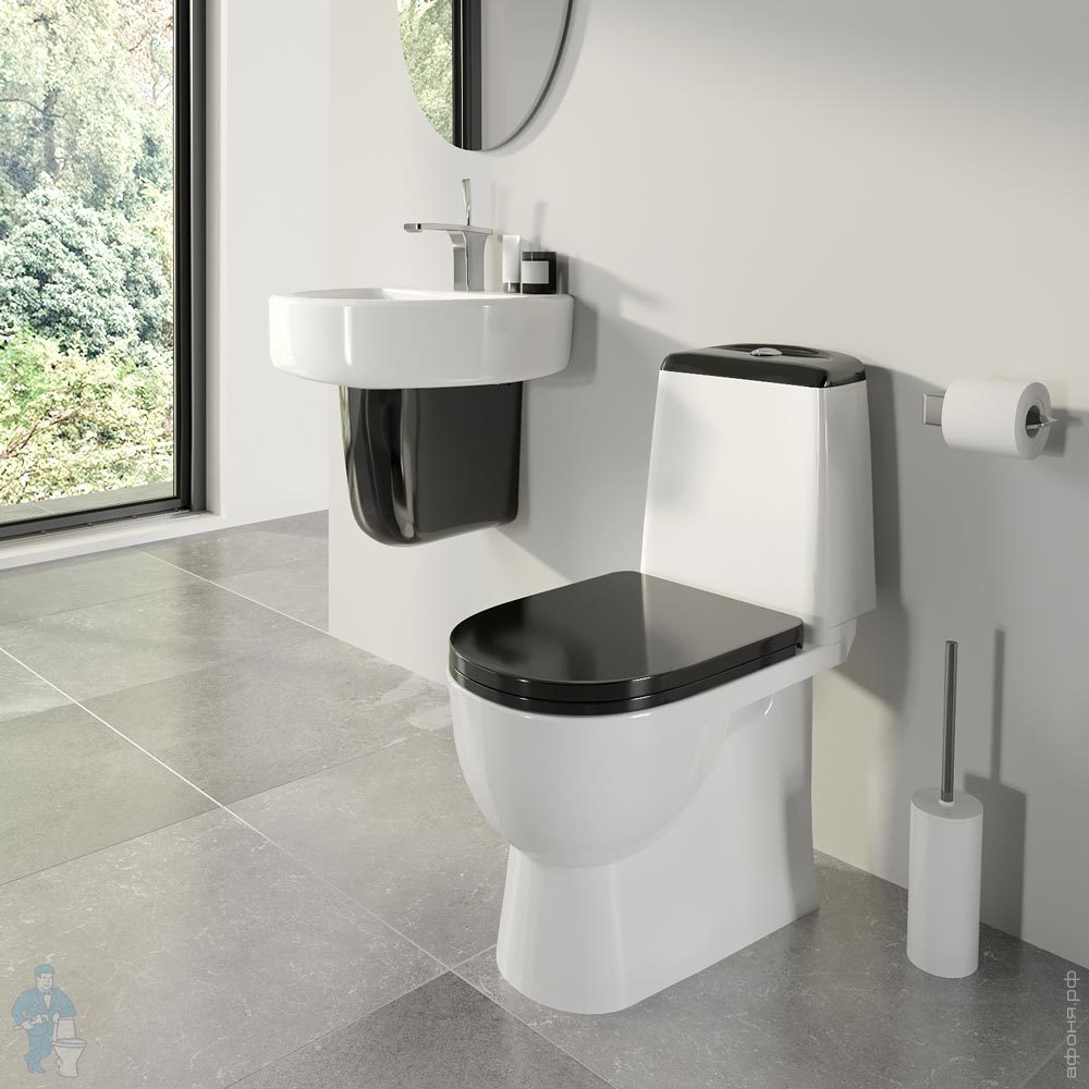 Унитаз компакт Sanita Luxe BEST COLOR BLACK SL DM (640x340x770) soft ...