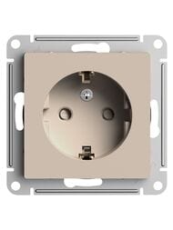 Розетка Systeme Electric ATLASDESIGN с заземлением со шторками 16А механизм песочный ATN001245