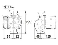 ����� �������������� GRUNDFOS UPS 25-80 N 180, 165��, ��� ����, 95906439