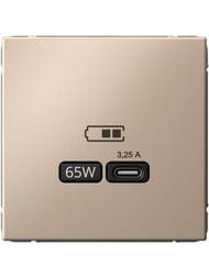 Розетка Systeme Electric ARTGALLERY USB тип-С 65Вт, высокоскор.заряд. QC, PD, песочная, GAL001227