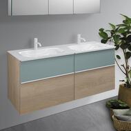 Тумба с раковиной Burgbad Fiumo 1420х490х610 подвесная, дуб кашемир/голубой SGGR142F3959FOT55G0223