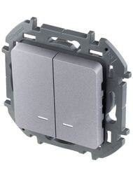 Выключатель LEGRAND INSPIRIA  2-клавишный с подсветкой 10 AX 250 В алюминий 673632