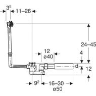 Geberit ����-�������, d52, ����� 26 ��, � ������������ ����������, ��������� ���� 150.520.21.6
