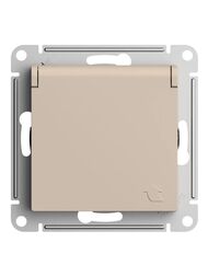 Розетка Systeme Electric ATLASDESIGN заземление, шторки, крышка, 16А, механизм, песочный ATN001246
