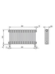 �������� Zehnder Charleston 3055 �������������, 15 ������, ����������� ������ RAL9016