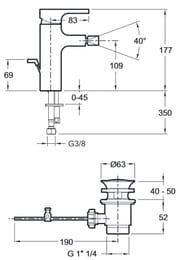 ��������� Jacob Delafon STRAYT ��� ����, �������������, ������ ������, ����� 104�� E98338-CP