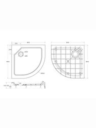 Душевой поддон из стеклокомпозита CEZARES (800х800х150) полукруглый TRAY-SMC-R-80-550-150-W белый