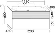 Тумба с раковиной Burgbad Fiumo 1220х490х600 подвесная, 2 ящика, белый/дуб кашемир SFXO122F3956FOT45G0200