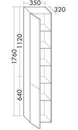 Пенал подвесной Burgbad Iveo 350х1760х320 левый, 2 дверцы, белый HSIE035LF2833G0161
