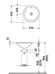 Умывальник встраиваемый сверху DURAVIT ARCHITEC 470х170 перелив 0468470000
