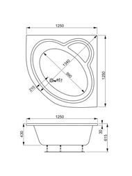 ����� ��������� VAGNERPLAST MINI CATALINA 125 (1250�1250�430) �������, ����� VPBA125CTM3X-04