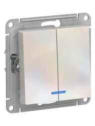 Выключатель Systeme Electric ATLASDESIGN 2-клавишный с подсвет. схема 5а 10АХ жемчуг ATN000453
