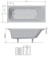 Ванна акриловая RAVAK CHROME SLIM 170x75 с ножками и сифоном — миниатюра 5