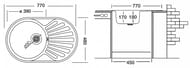 Мойка врезная Ukinox Favorit 770х480 декор. поверхность0,8мм, слив 3 1/2, FAL770.480 -GT8K 2L
