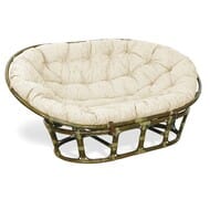 Диван Мамасан (1700х850х1100) светлая подушка, ротанг, олива 23/02