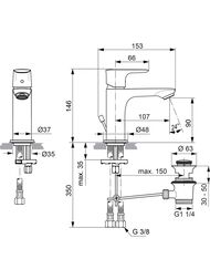 Смеситель для умывальника Ideal Standard Connect Air A7007AA с металлическим донным клапаном