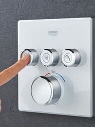 Смеситель Grohe Grohtherm SmartControl 29157LS0 термостат, 3 выхода, внешняя часть, белая луна — миниатюра 3