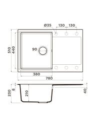 Мойка Omoikiri Daisen-78T PL (780х510х230) врезная, оборачиваемая, тетогранит, платина 4993525