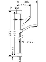 Душевой набор Hansgrohe Croma Select S Vario  (ручной душ, шланг, штанга 65см) хром/бел. 26562400 — миниатюра 2