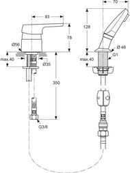 Смеситель для парикмахерской мойки Ideal Standard CERASPRINT с ручным душем A5727AA