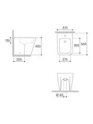 Биде напольное Aqueduto Macio 560х370 белый глянец MAC1310