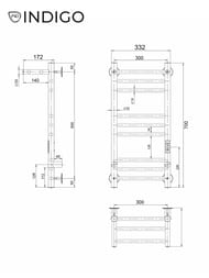 Полотенцесушитель Indigo Line Trinity с/п (electro) 700х300 (скрыт.монт, унив.подкл) черный муар