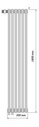 Радиатор Purmo Delta LaserLine 2180 двухтрубчатый (1800х300х63) 6 секций, 990Вт, нижн.подкл, белый