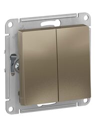 Переключатель Systeme Electric ATLASDESIGN 2-клавишный схема 6 10АХ механизм шампань ATN000565