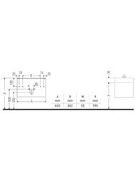 Тумба под раковину Duravit XBase 600х560х458 подвесная, 2 ящика, графит матовый XB618904949