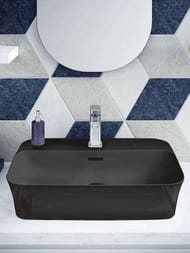Умывальник IPALYSS Ideal Standard (550х380х145) отвер под смеситель, перелив, черный матовый E2077V3 — изображение 2