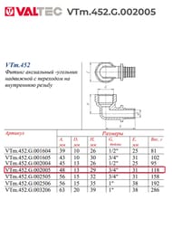 ������ VALTEC ����������, 20�3/4"�, ������ CW614N, VTm.452.G.002005
