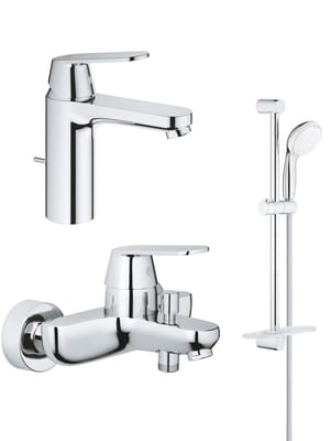 Набор смесителей Grohe Eurosmart Cosmopolitan для раковины, ванны, с душ. гарнитуром, хром 1000179