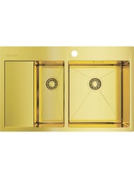 Мойка Omoikiri AKISAME 78-2-LG-R (780х510х200) большая чаша справа, светлое золото 4973088