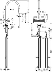 ��������� Hansgrohe Aquno Select M81 ��� ����� 170 � �������� �����, 3jet, sBox, ���� 73831000
