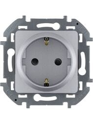 Розетка LEGRAND INSPIRIA с заземлением со шторками 16 А  IP20 алюминий 673732