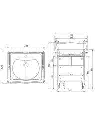Тумба под раковину Caprigo Борго 60 (610х952х525) напольная, отделка bianco-grigio 33410-B177