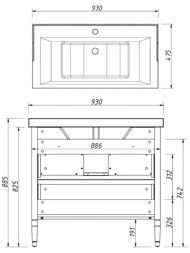 Тумба под раковину Caprigo Альбион Промо 90 grey 930х885х475 2 ящика 33320-В077
