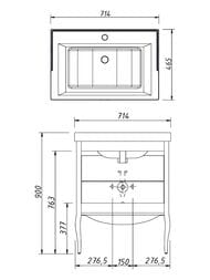 Тумба под раковину Caprigo Фирензе 70 concept 714х900х465 2 ящика, цвет: графит 34116-SF019