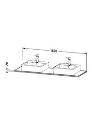 ���������� Duravit XSquare 1600�550�20 2 ������, ������ ������, ������������ ���� XS064HB7777